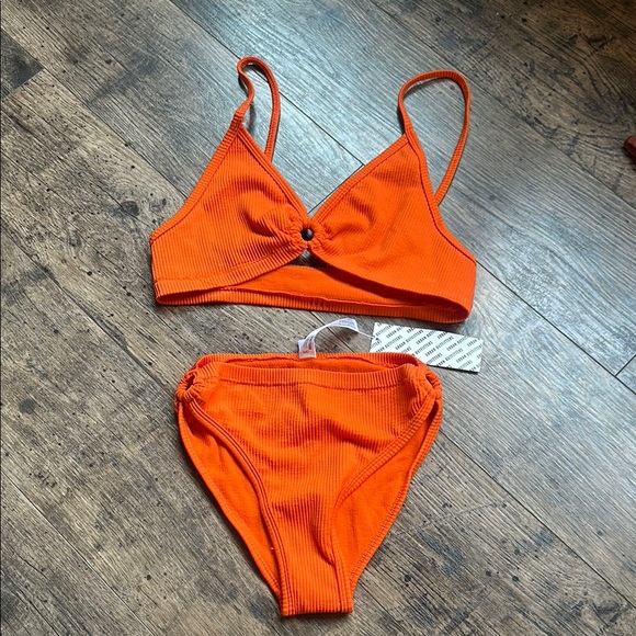 Orange Ribbed Bikini Set - Picture 1 of 1